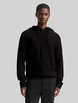 TOM TAILOR DENIM Herren Strickpullover mit Kapuze, schwarz, Uni – Bild 4