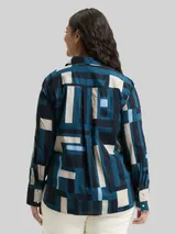 TOM TAILOR Damen Plus Size - Hemdbluse mit Muster, blau, Gemustert – Bild 5