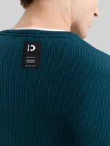 TOM TAILOR DENIM Herren 2-in-1 Strickpullover aus Baumwolle, grün, Uni – Bild 6