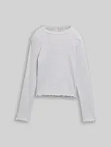 TOM TAILOR Mädchen Cropped Langarmshirt mit Rippstruktur, grau, Uni – Bild 3