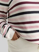 TOM TAILOR Damen Plus Size - Strickpullover aus Bio-Baumwolle, rosa, Gestreift – Bild 6