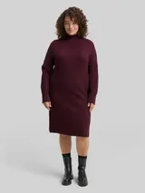 TOM TAILOR Damen Plus Size - Strickkleid mit Stehkragen, rot, Meliert – Bild 4