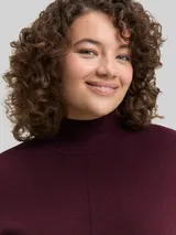 TOM TAILOR Damen Plus Size - Strickkleid mit Stehkragen, rot, Meliert – Bild 6