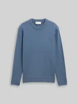 TOM TAILOR DENIM Herren Strickpullover mit Rundhalsausschnitt, blau, Uni – Bild 3
