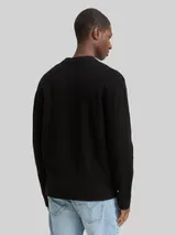 TOM TAILOR DENIM Herren Bouclé Strickpullover, schwarz, Uni – Bild 5