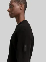 TOM TAILOR DENIM Herren Bouclé Strickpullover, schwarz, Uni – Bild 6