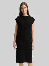 TOM TAILOR Damen Strickkleid mit Stehkragen, schwarz, Uni – Bild 4