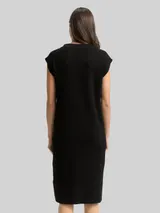 TOM TAILOR Damen Strickkleid mit Stehkragen, schwarz, Uni – Bild 5