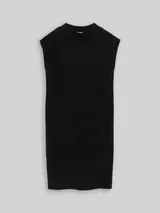 TOM TAILOR Damen Strickkleid mit Stehkragen, schwarz, Uni – Bild 3