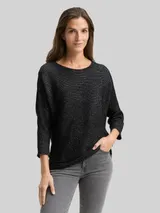 TOM TAILOR Damen Loose Fit Strickpullover mit Glitzer-Effekt, schwarz, Uni – Bild 4