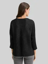 TOM TAILOR Damen Loose Fit Strickpullover mit Glitzer-Effekt, schwarz, Uni – Bild 5