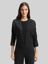 TOM TAILOR Damen Cropped Cardigan mit Glitzer-Effekt, schwarz, Uni – Bild 4
