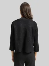 TOM TAILOR Damen Cropped Cardigan mit Glitzer-Effekt, schwarz, Uni – Bild 5