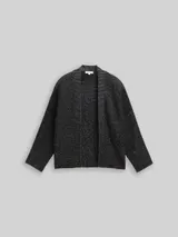TOM TAILOR Damen Cropped Cardigan mit Glitzer-Effekt, schwarz, Uni – Bild 3
