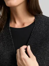 TOM TAILOR Damen Cropped Cardigan mit Glitzer-Effekt, schwarz, Uni – Bild 6