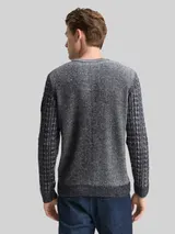 TOM TAILOR Herren Strickpullover mit Zopfmuster, blau, Meliert – Bild 5
