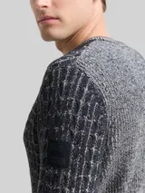 TOM TAILOR Herren Strickpullover mit Zopfmuster, blau, Meliert – Bild 6