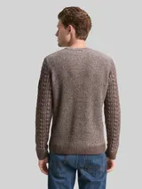 TOM TAILOR Herren Strickpullover mit Zopfmuster, braun, Meliert – Bild 5
