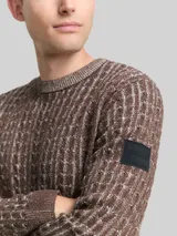 TOM TAILOR Herren Strickpullover mit Zopfmuster, braun, Meliert – Bild 6