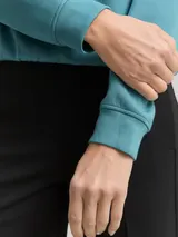 TOM TAILOR Damen Scuba Sweatshirt mit Strasssteinen, blau, Uni – Bild 6