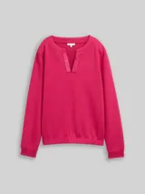 TOM TAILOR Damen Scuba Sweatshirt mit Strasssteinen, rot, Uni – Bild 3