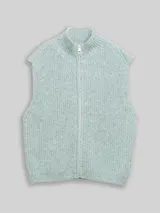 TOM TAILOR DENIM Damen Pullunder mit Stehkragen, blau, Meliert – Bild 3