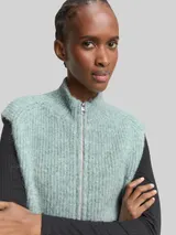 TOM TAILOR DENIM Damen Pullunder mit Stehkragen, blau, Meliert – Bild 6