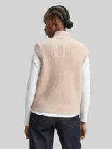 TOM TAILOR DENIM Damen Pullunder mit Stehkragen, beige, Meliert – Bild 5
