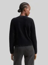 TOM TAILOR DENIM Damen Cardigan aus Federgarn, schwarz, Uni – Bild 5