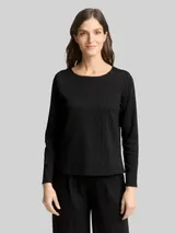 TOM TAILOR Damen Langarmshirt mit Glitzer-Effekt, grau, Nadelstreifen – Bild 4