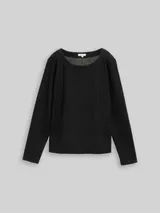 TOM TAILOR Damen Langarmshirt mit Glitzer-Effekt, grau, Nadelstreifen – Bild 3