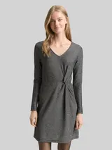 TOM TAILOR DENIM Damen Fitted Mini-Kleid mit Glitzer-Effekt, schwarz, Uni – Bild 4