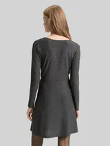 TOM TAILOR DENIM Damen Fitted Mini-Kleid mit Glitzer-Effekt, schwarz, Uni – Bild 5