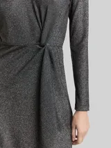TOM TAILOR DENIM Damen Fitted Mini-Kleid mit Glitzer-Effekt, schwarz, Uni – Bild 6