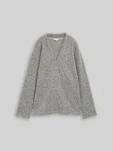 TOM TAILOR Damen Plus Size - Sweatshirt mit V-Ausschnitt, beige, Meliert – Bild 3