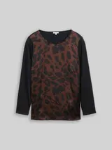 TOM TAILOR Damen Plus Size - Loose Fit Langarmshirt mit Leo-Print, braun, Animalprint – Bild 3