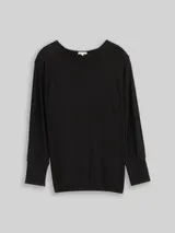 TOM TAILOR Damen Plus Size - Loose Fit Langarmshirt mit Glitzer-Effekt, schwarz, Uni – Bild 3