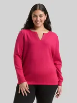TOM TAILOR Damen Plus Size - Scuba Sweatshirt mit Strasssteinen, rot, Uni – Bild 4