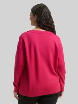 TOM TAILOR Damen Plus Size - Scuba Sweatshirt mit Strasssteinen, rot, Uni – Bild 5
