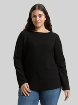 TOM TAILOR Damen Plus Size - Sweatshirt mit Glitzer-Effekt, schwarz, Uni – Bild 4