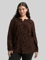 TOM TAILOR Damen Plus Size - Bluse mit Leo-Print, braun, Animalprint – Bild 4
