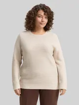 TOM TAILOR Damen Plus Size - Loose Fit Strickpullover aus Baumwolle, braun, Uni – Bild 4