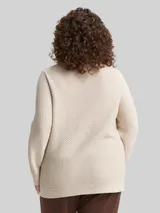 TOM TAILOR Damen Plus Size - Loose Fit Strickpullover aus Baumwolle, braun, Uni – Bild 5