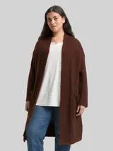 TOM TAILOR Damen Plus Size - Oversize Cardigan mit Wollanteil, braun, Meliert – Bild 4