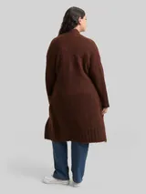 TOM TAILOR Damen Plus Size - Oversize Cardigan mit Wollanteil, braun, Meliert – Bild 5