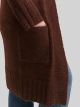 TOM TAILOR Damen Plus Size - Oversize Cardigan mit Wollanteil, braun, Meliert – Bild 6