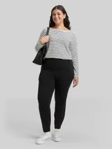 TOM TAILOR Damen Plus Size - Treggings Hose mit elastischem Bund, schwarz, Uni – Bild 4