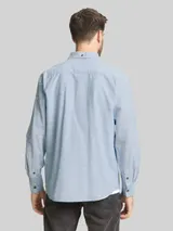 TOM TAILOR Herren Regular Fit Hemd mit Turn-Up-Funktion, blau, Meliert – Bild 5