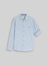 TOM TAILOR Herren Regular Fit Hemd mit Turn-Up-Funktion, blau, Meliert – Bild 3