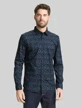 TOM TAILOR Herren Fitted Hemd mit Muster, blau, Gemustert – Bild 4